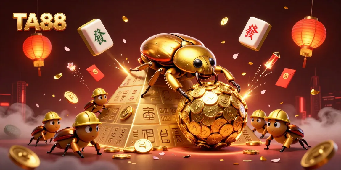 Engage with TA88 as the golden beetle rolls coins, enhancing casino excitement.