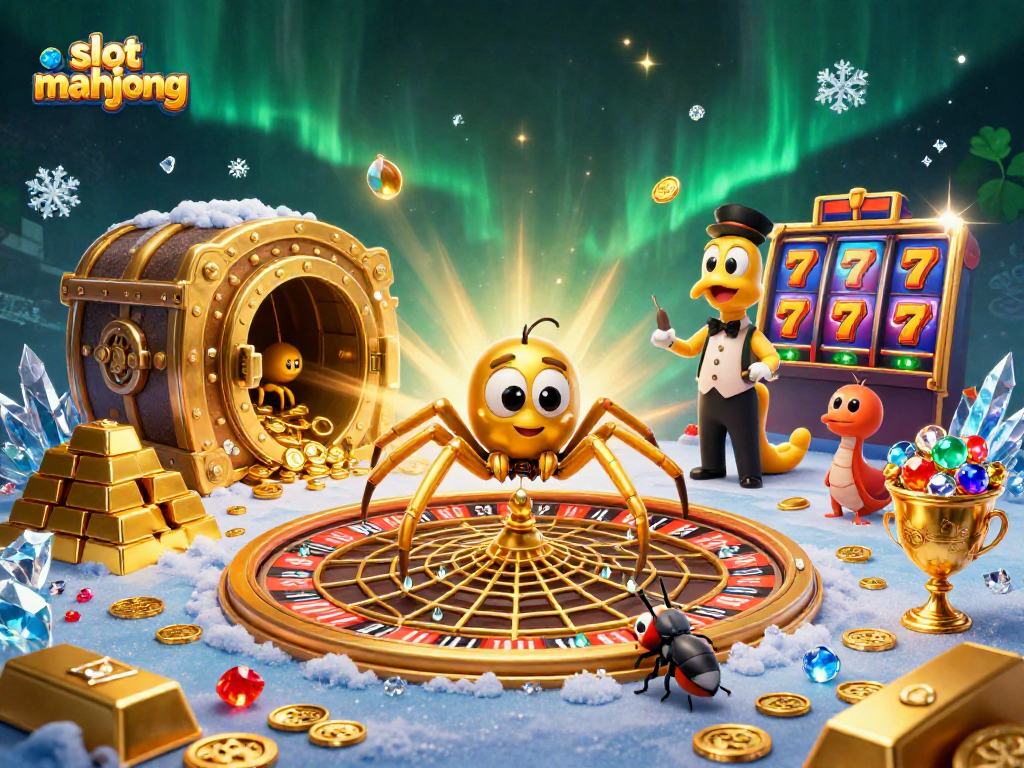 Engage with the exciting realm of slot mahjong as a golden spider spins a roulette web!