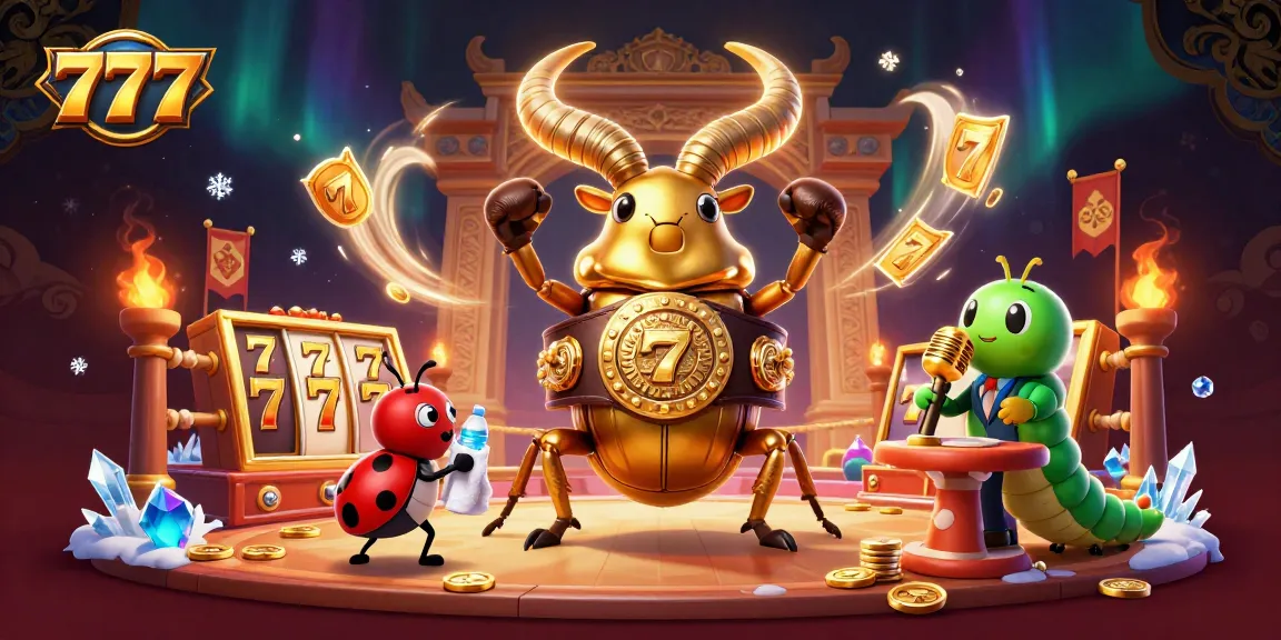 Experience the excitement of 777 slots with vibrant characters in action in this dynamic casino illustration.