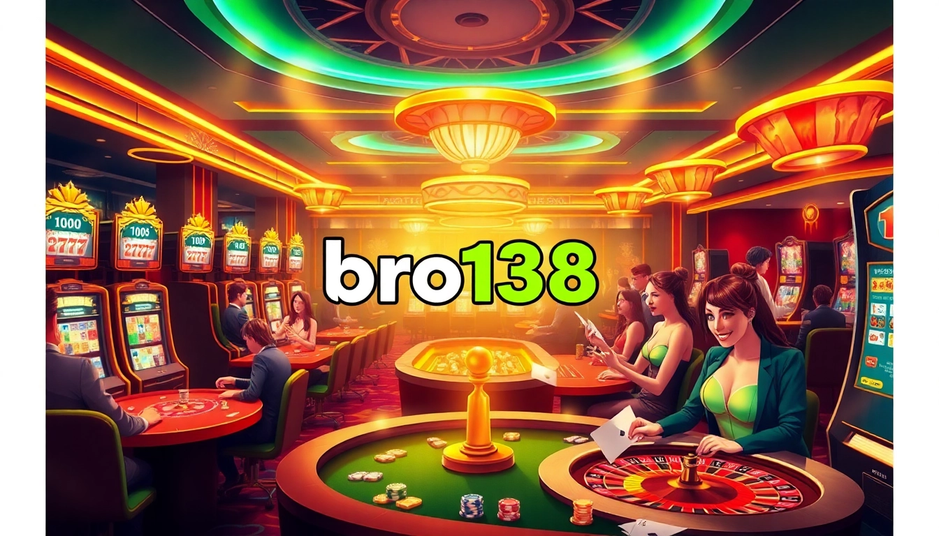 Exciting gaming action at bro138 slot with players enjoying vibrant modern casino games.