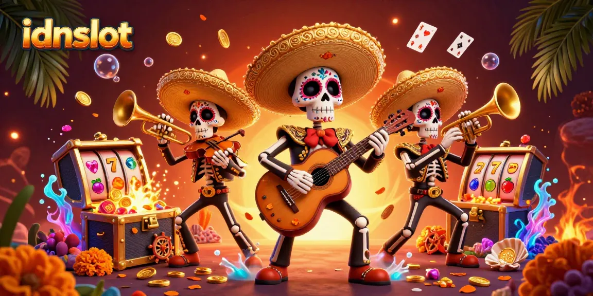 Experience thrilling wins with idnslot casino, featuring vibrant mariachi band and impressive slot elements.