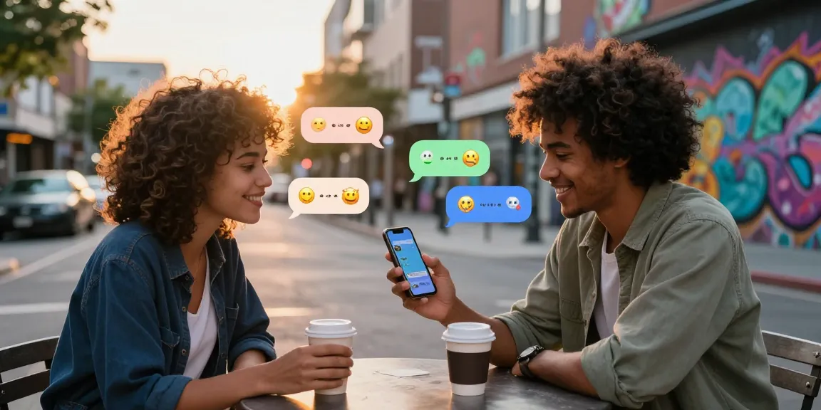 Spicy chat interaction on a smartphone creating vibrant connections in an urban setting