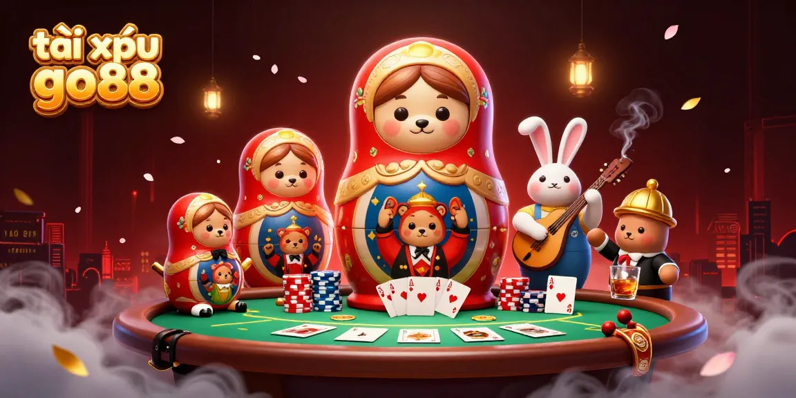 Engage in tài xỉu go88 and enjoy a lively casino scene with playful characters and rich game elements.