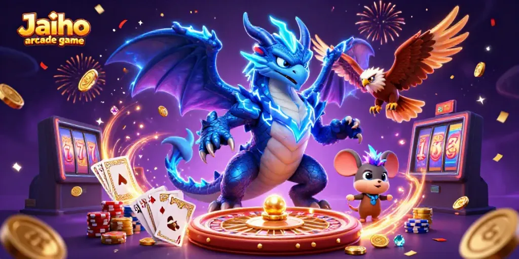 Experience the thrill of Jaiho arcade game with dynamic gaming visuals, dazzling coins, and captivating characters.