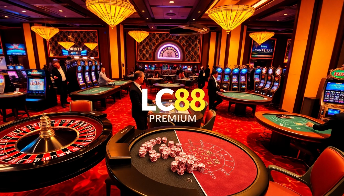 Players enjoying high-stakes games at LC88 Casino, showcasing immersive gambling experiences.