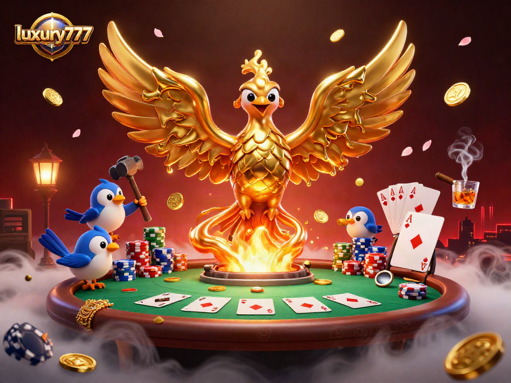 Menangkan chip poker di luxury777 dengan gambar phoenix emas yang memukau di kasino digital.