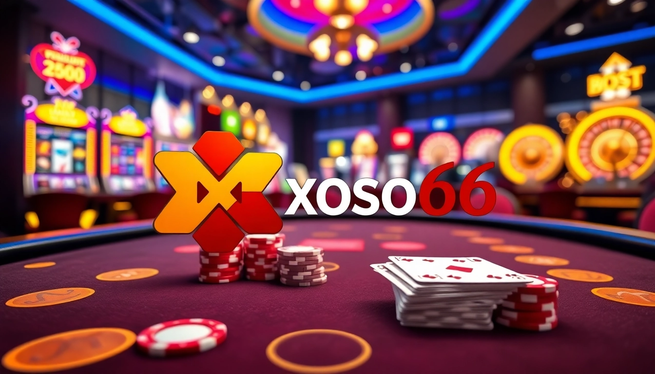 Xoso66 casino excitement with vibrant chips and cards at a luxurious blackjack table.