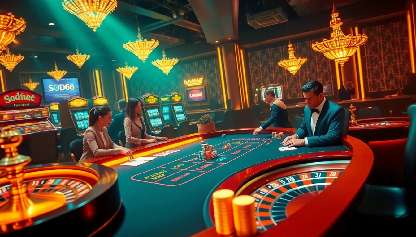 Experience excitement at SODO66 casino with vibrant gaming elements and a luxurious atmosphere.