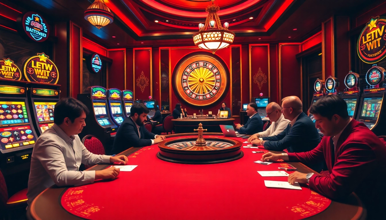 Exciting upscale casino action at https://789win.associates/ featuring players at poker tables.